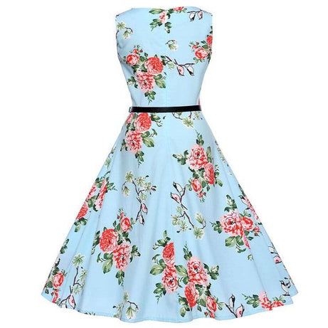 Robe vintage Bleue Ciel & Oiseaux Blancs