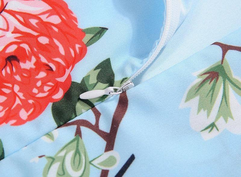 Robe vintage Bleue Ciel & Oiseaux Blancs