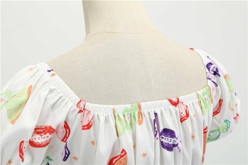 Robe vintage Blanche Motifs Bonbons