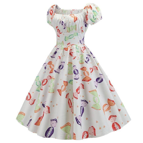 Robe vintage Blanche Motifs Bonbons