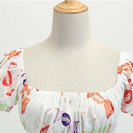 Robe vintage Blanche Motifs Bonbons