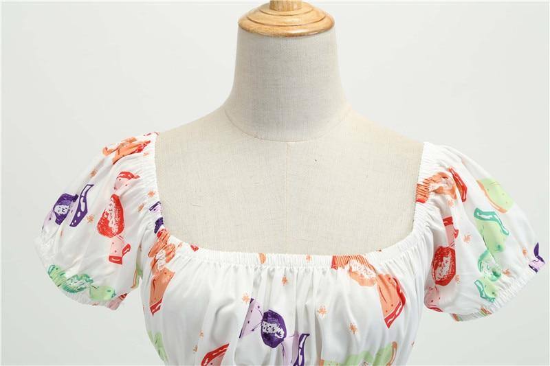 Robe vintage Blanche Motifs Bonbons
