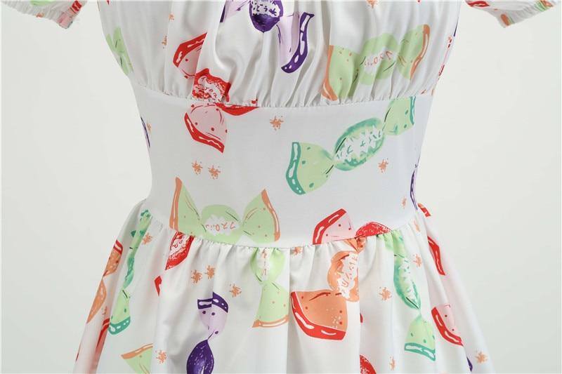 Robe vintage Blanche Motifs Bonbons
