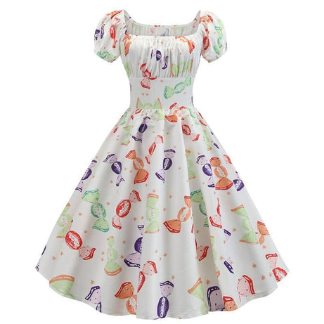 Robe vintage Blanche Motifs Bonbons