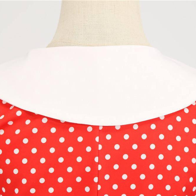 Robe vintage Rouge à Pois Blancs Chic