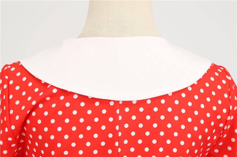 Robe vintage Rouge à Pois Blancs Chic