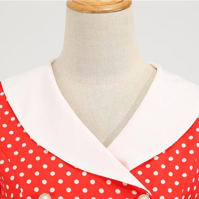 Robe vintage Rouge à Pois Blancs Chic
