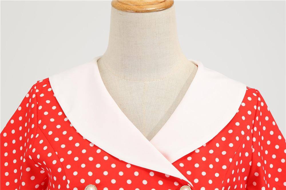 Robe vintage Rouge à Pois Blancs Chic