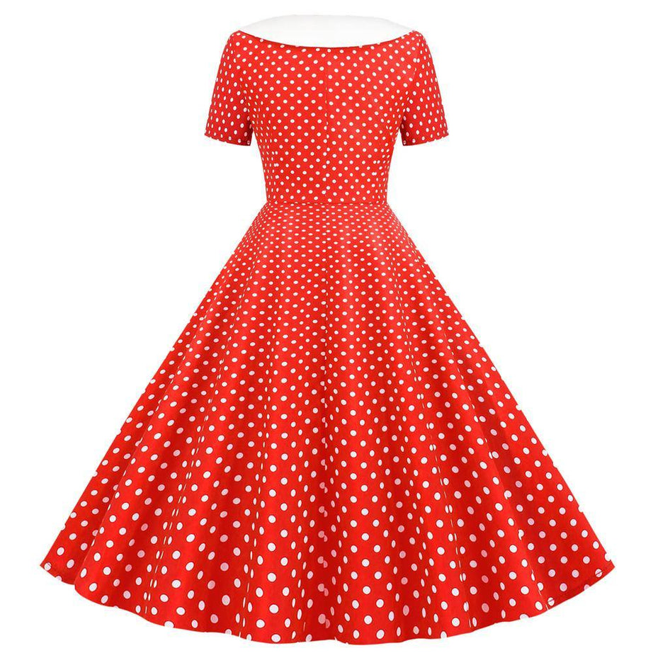 Robe vintage Rouge à Pois Blancs Chic