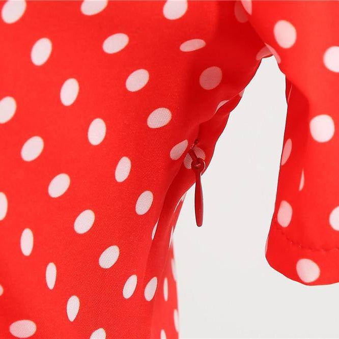 Robe vintage Rouge à Pois Blancs Chic