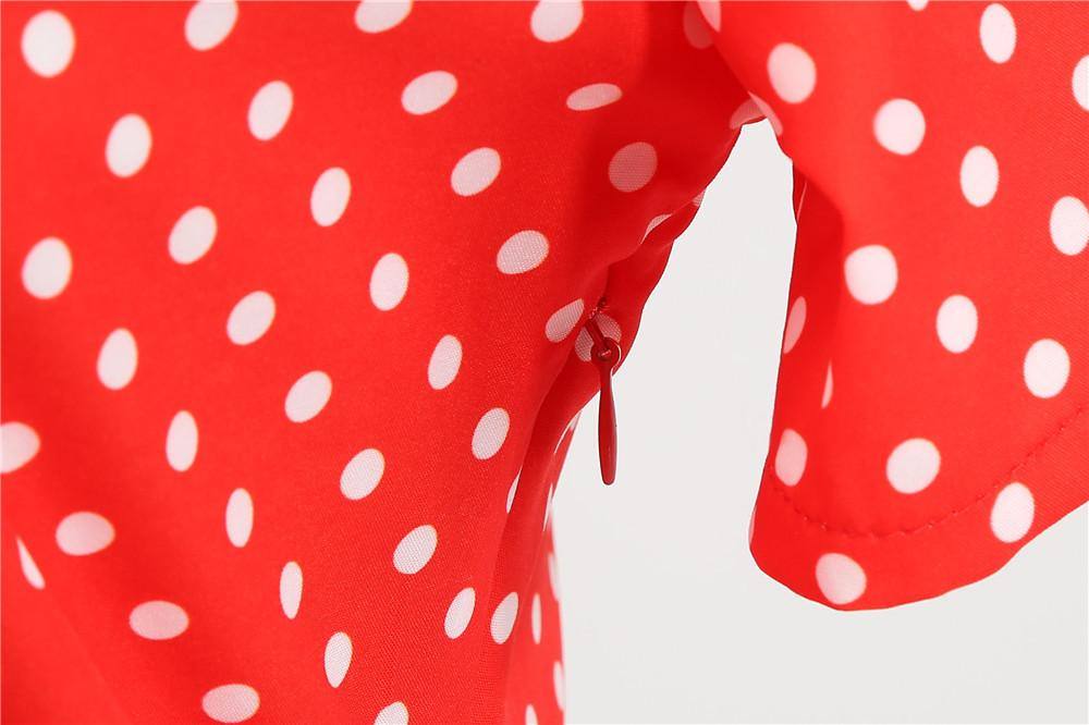 Robe vintage Rouge à Pois Blancs Chic