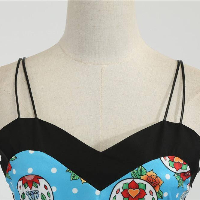 Robe vintage Bleue De La Muerte