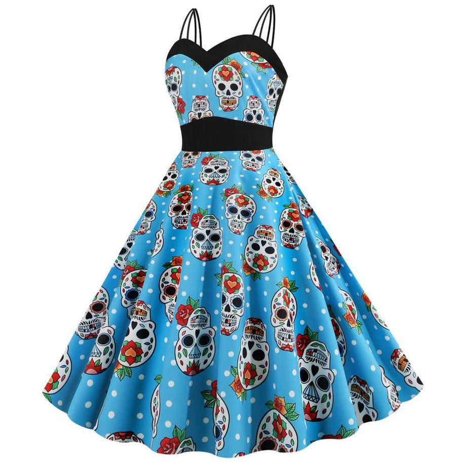 Robe vintage Bleue De La Muerte