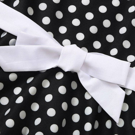 Robe vintage Noire à Pois Blancs Pour Enfant