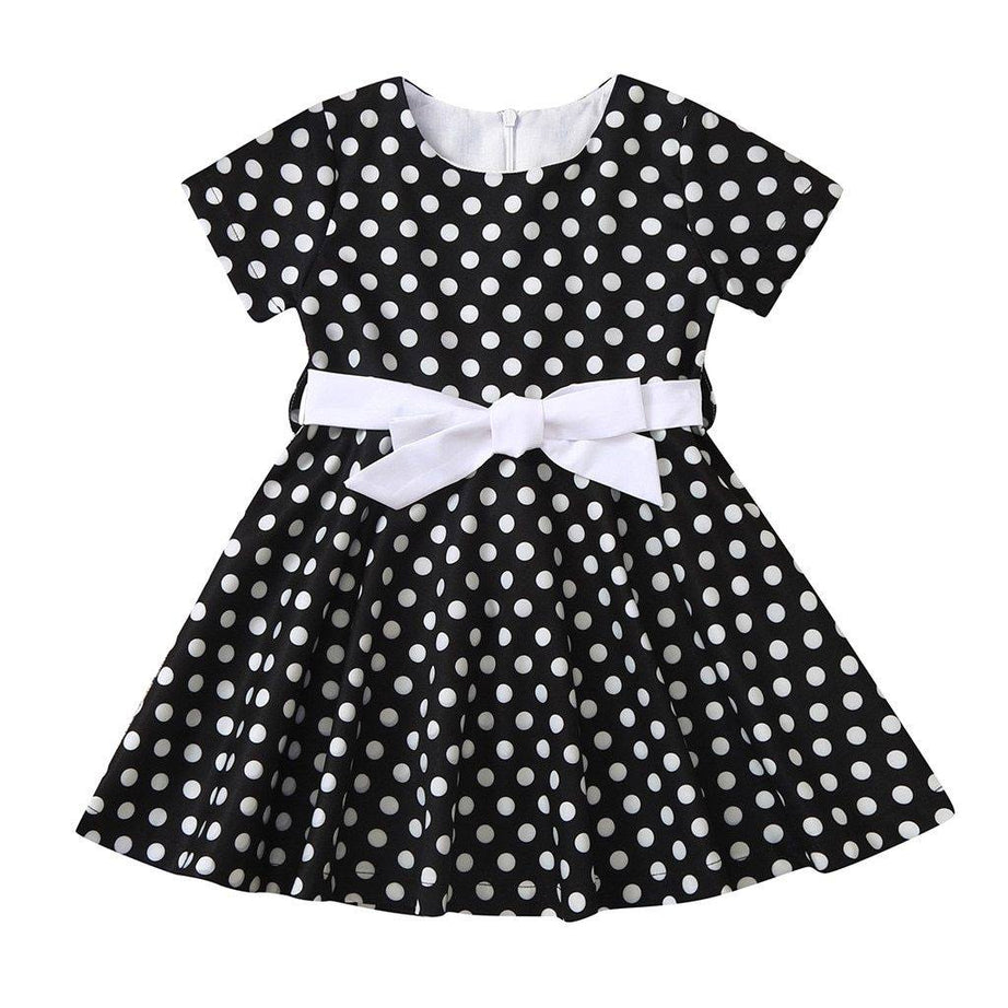 Robe vintage Noire à Pois Blancs Pour Enfant