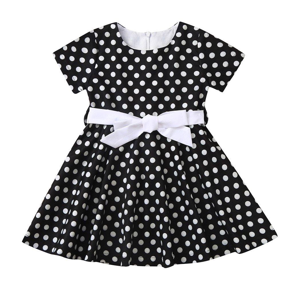 Robe vintage Noire à Pois Blancs Pour Enfant