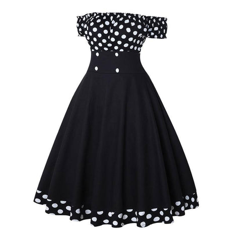 Vintage schwarzes schulterfreies Kleid