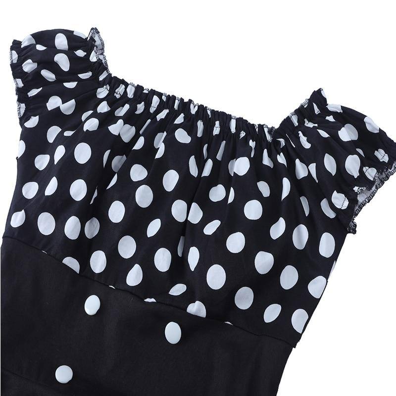 Vintage schwarzes schulterfreies Kleid