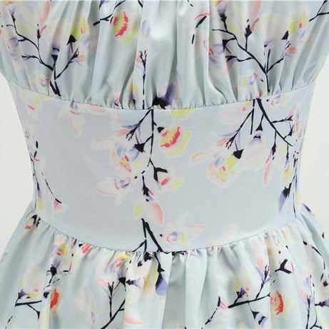 Robe vintage d'Été Bleue Ciel Fleurie