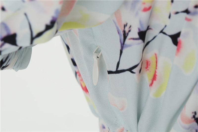 Robe vintage d'Été Bleue Ciel Fleurie
