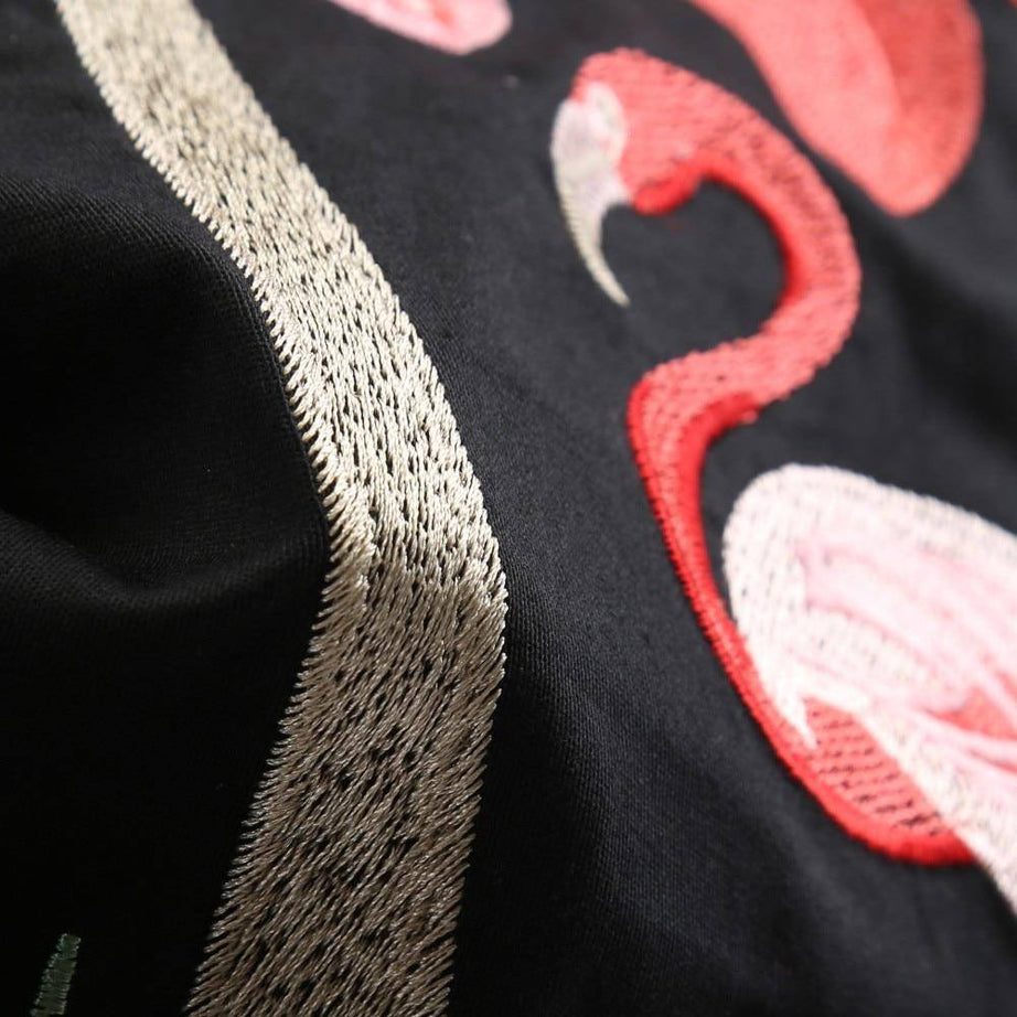 Robe vintage Noire à Flamant Rose