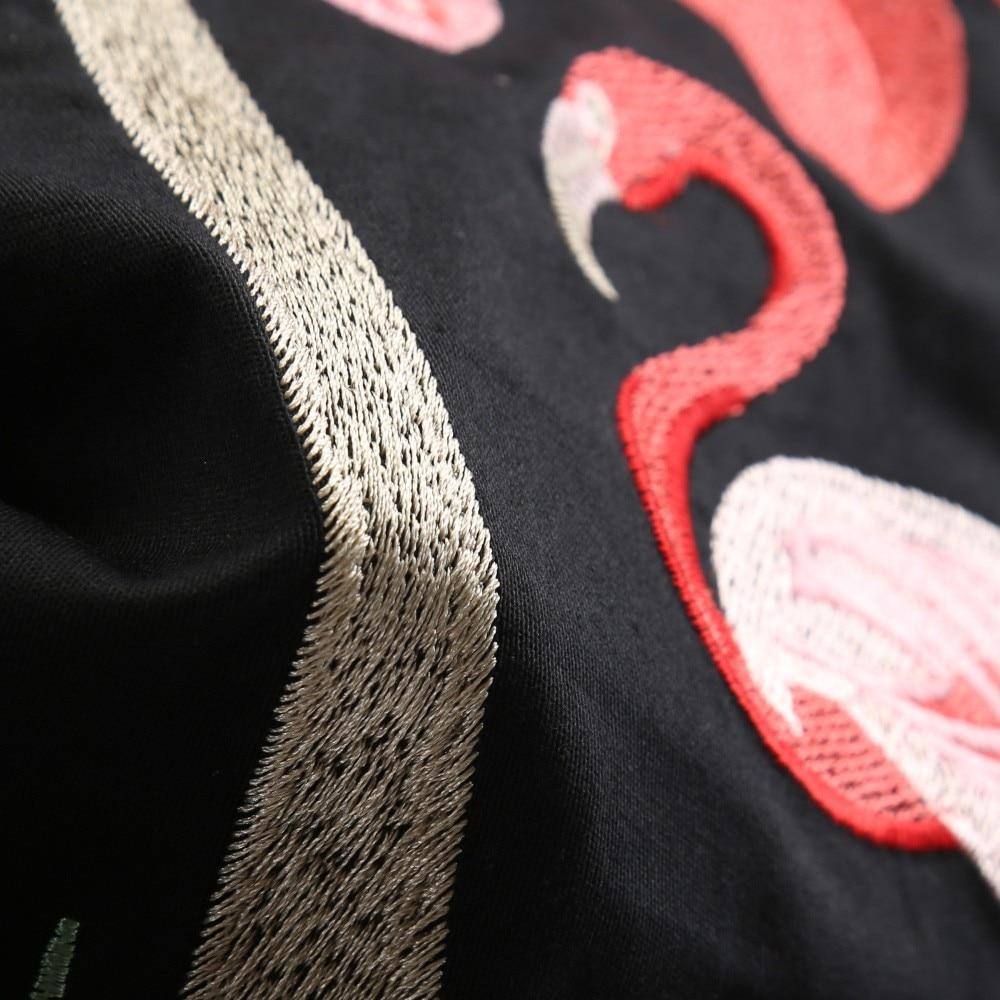Robe vintage Noire à Flamant Rose