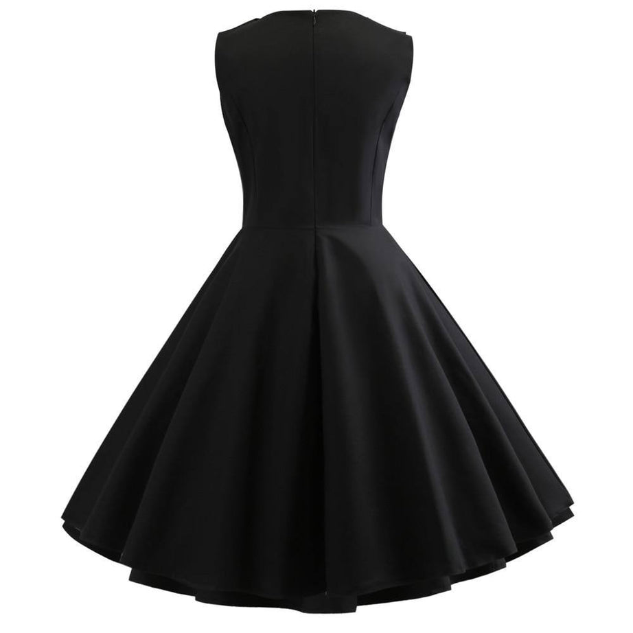 Robe vintage Noire à Flamant Rose