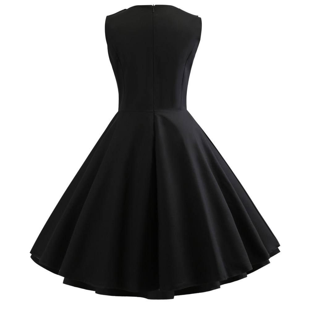 Robe vintage Noire à Flamant Rose