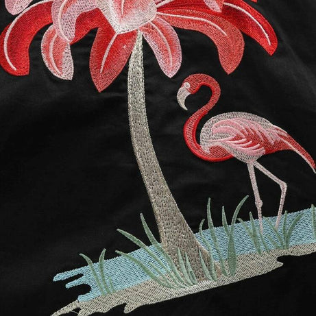 Robe vintage Noire à Flamant Rose