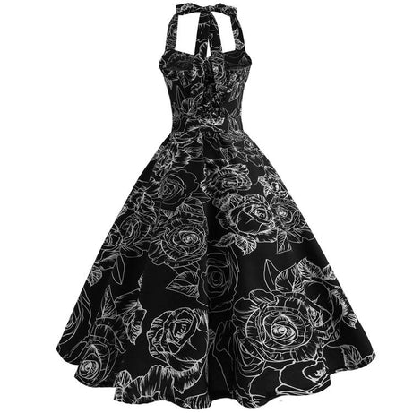 Robe vintage Noire Florale