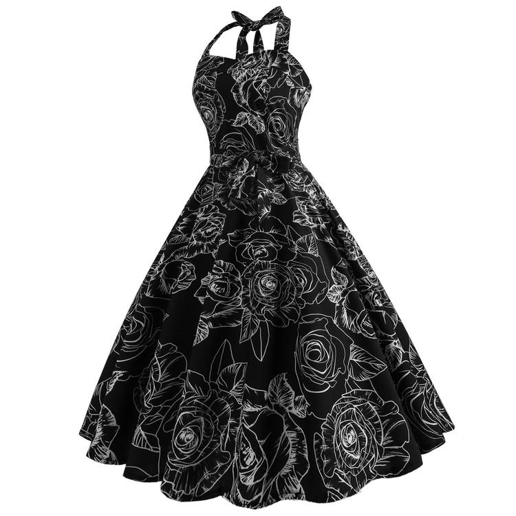 Robe vintage Noire Florale