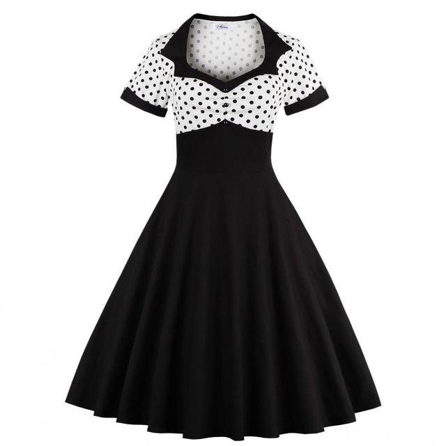 Vintage Schwarz-Weißes Kleid