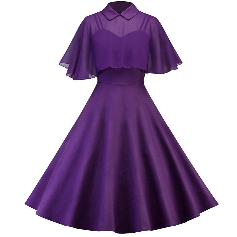 Robe vintage Violette à Manches Courtes