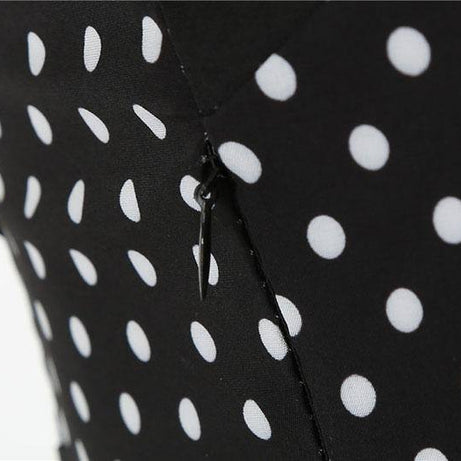 Robe vintage Noire à Pois Blanc & à Col Licou