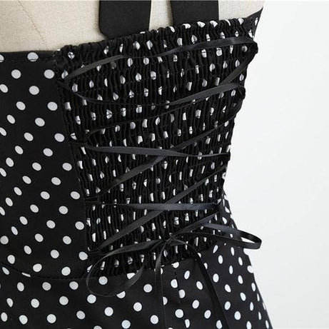 Robe vintage Noire à Pois Blanc & à Col Licou