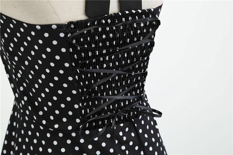 Robe vintage Noire à Pois Blanc & à Col Licou
