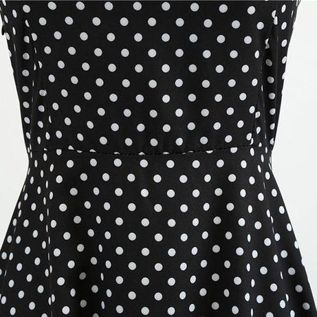 Robe vintage Noire à Pois Blanc & à Col Licou