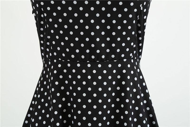 Robe vintage Noire à Pois Blanc & à Col Licou