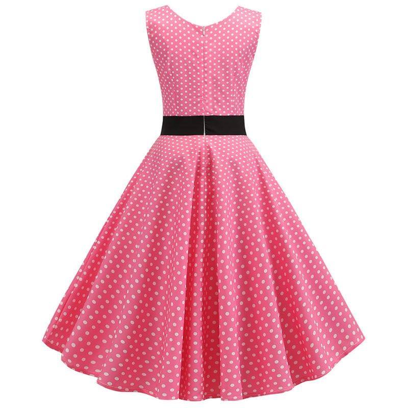 Vintage rosa Kleid mit kleinen weißen Polka Dots