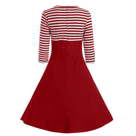 Gestreiftes Kleid im Vintage-Matrosenstil in Weiß und Rot