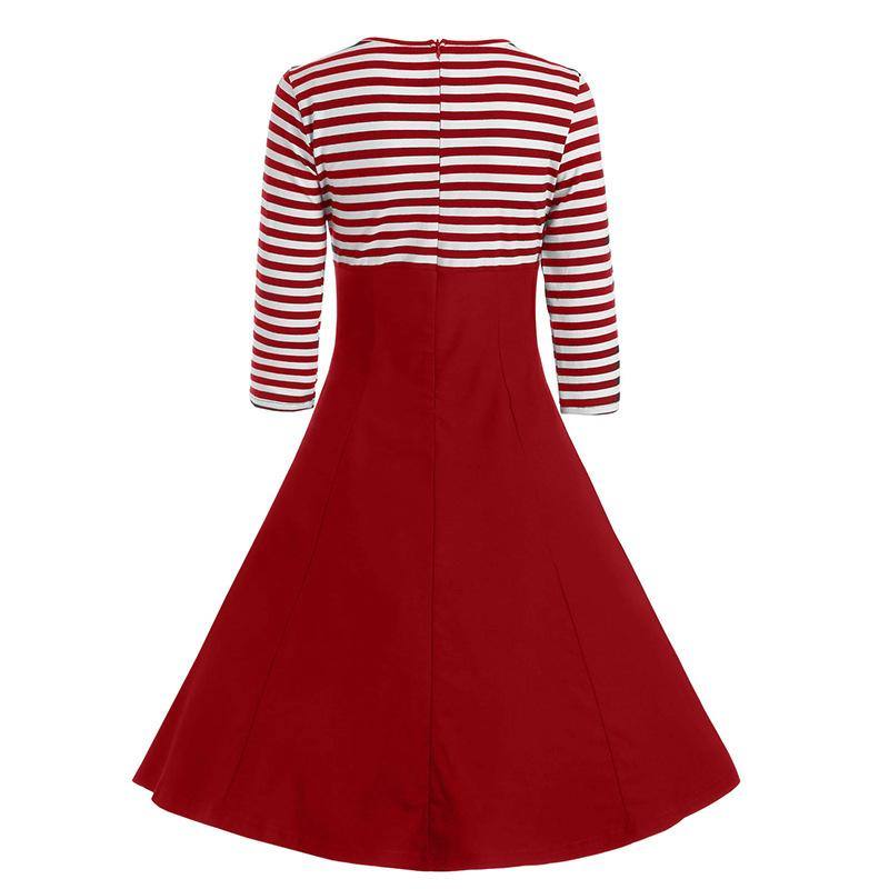 Gestreiftes Kleid im Vintage-Matrosenstil in Weiß und Rot