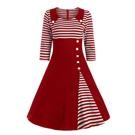 Gestreiftes Kleid im Vintage-Matrosenstil in Weiß und Rot