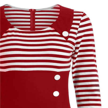 Gestreiftes Kleid im Vintage-Matrosenstil in Weiß und Rot