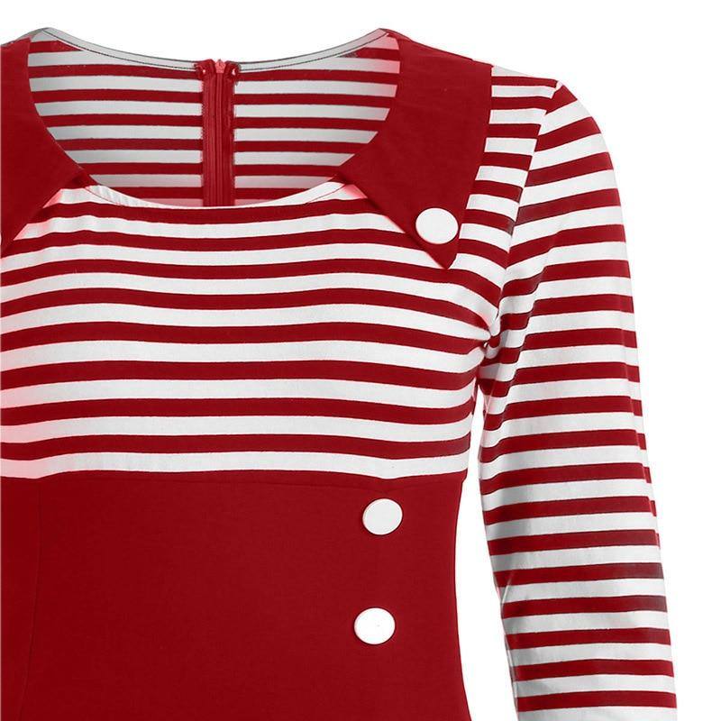 Gestreiftes Kleid im Vintage-Matrosenstil in Weiß und Rot