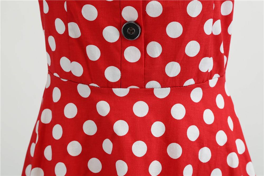 Robe vintage Rouge à Pois Blancs Rétro 50's Rockabilly