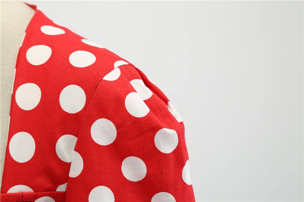 Robe vintage Rouge à Pois Blancs Rétro 50's Rockabilly