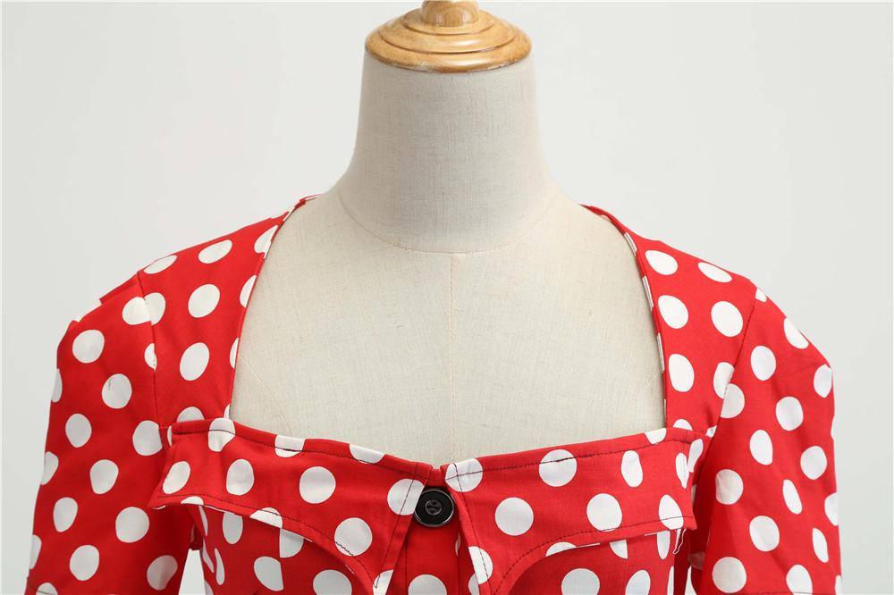 Robe vintage Rouge à Pois Blancs Rétro 50's Rockabilly