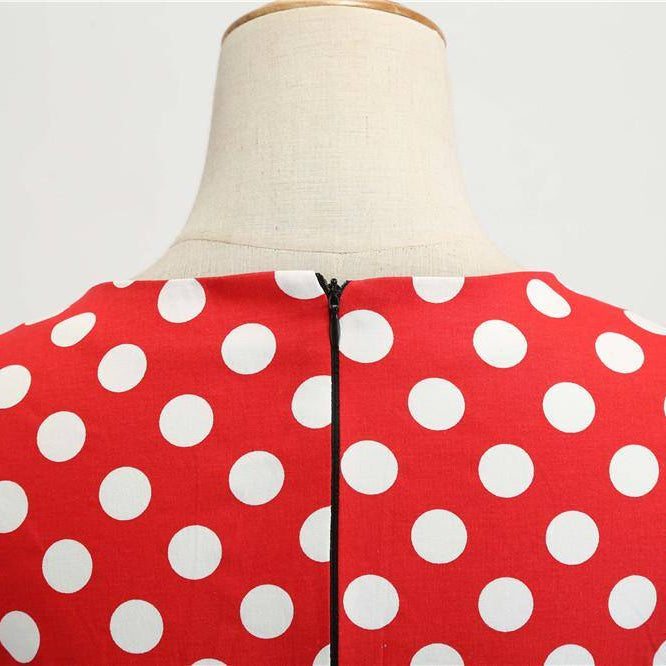 Robe vintage Rouge à Pois Blancs Rétro 50's Rockabilly