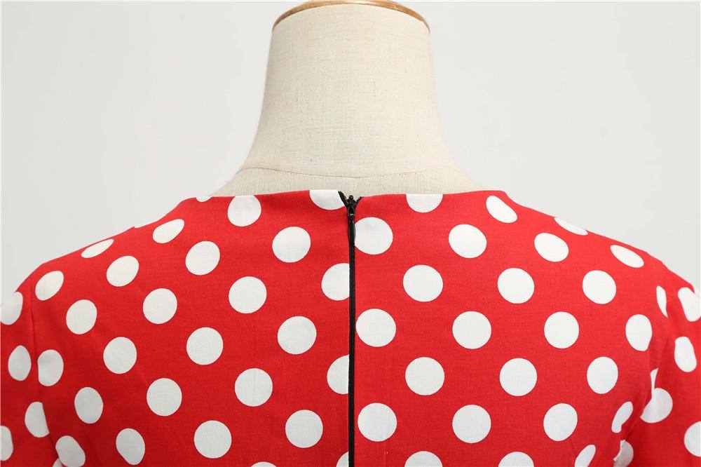 Robe vintage Rouge à Pois Blancs Rétro 50's Rockabilly
