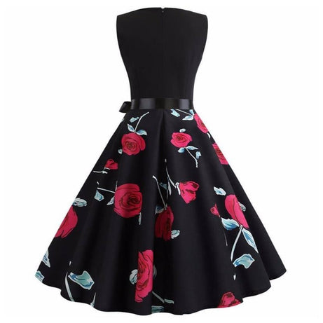 Robe vintage à Fleurs Rouges & Blanches